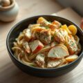 Wok van witloof, appel en kip