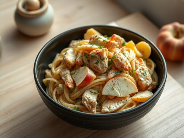 Wok van witloof, appel en kip