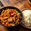 wokschotel met kalkoen en groente