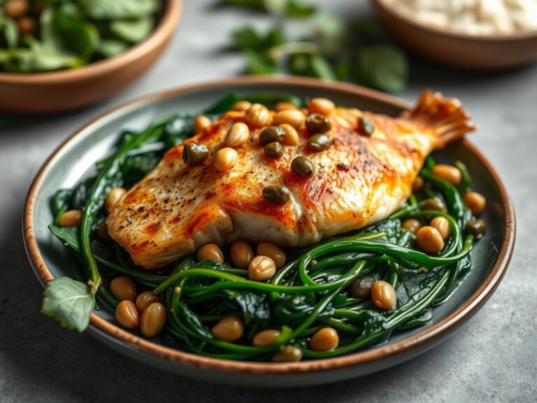 Wokspinazie met gebakken vis (tilapia)