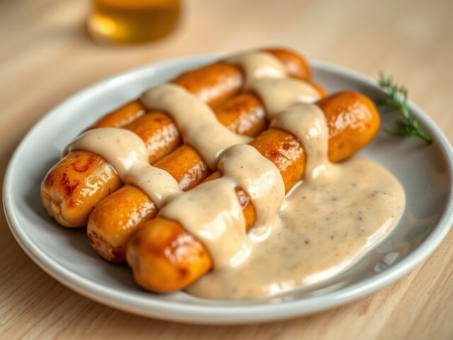 Worstjes met mosterd-biersaus