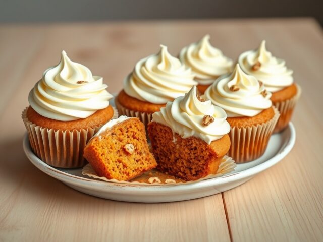 Wortelcupcakes met roomkaasglazuur