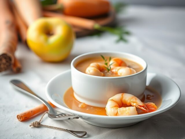 Wortelsoep met appel en zalm