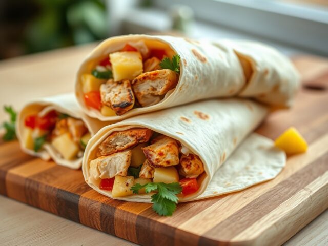 Wrap met Kip, Salsa en Ananas