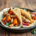 Wraps met geroosterde groenten en kip
