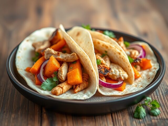 Wraps met geroosterde groenten en kip