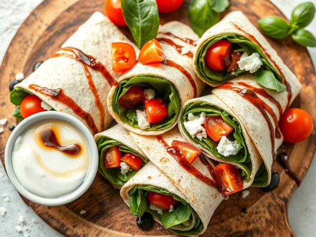 Wraps met hollanse geitenkaas en spinazie