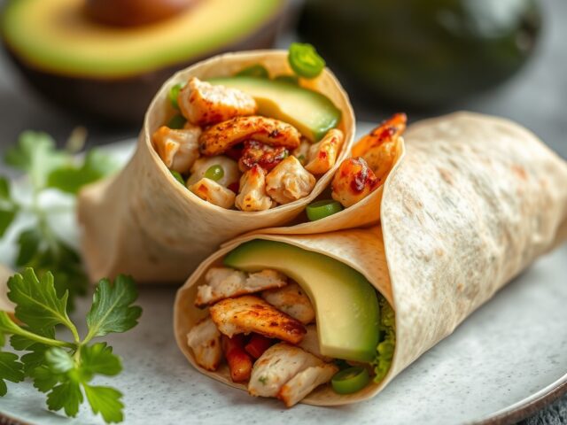 Wraps met kip en avocado
