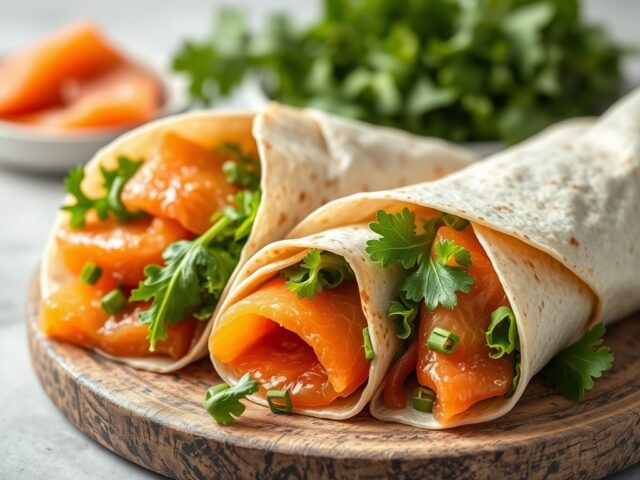 Wraps met zalm en kruidenkaas (koud)