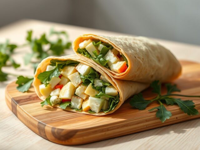 Wraptortilla gevuld met salade