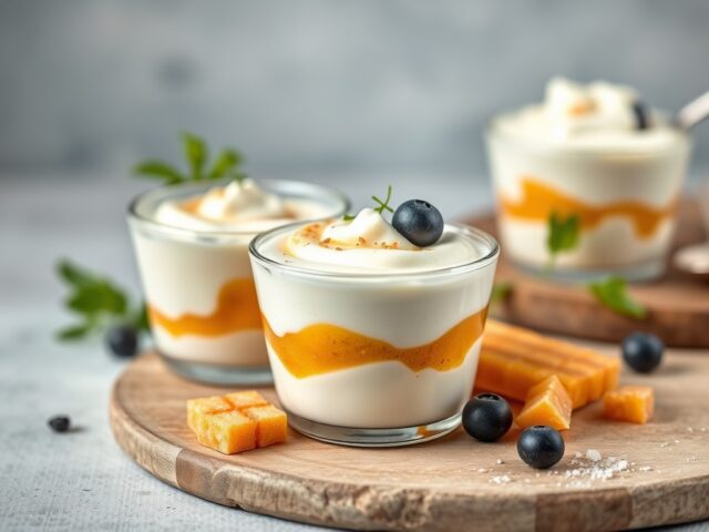 Yoghurt (magere Griekse) in 10 variaties — AI-gegenereerde illustratie