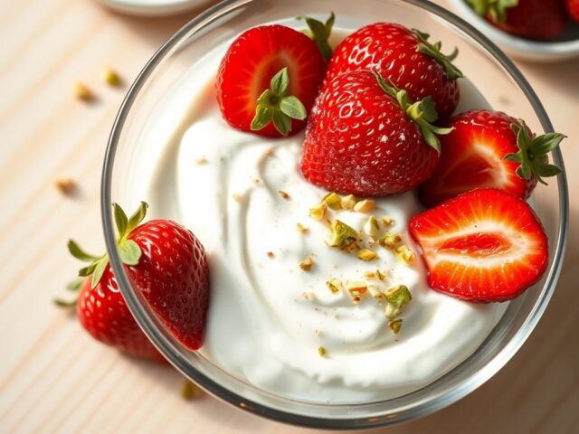 Yoghurt met aardbeien en kardemom