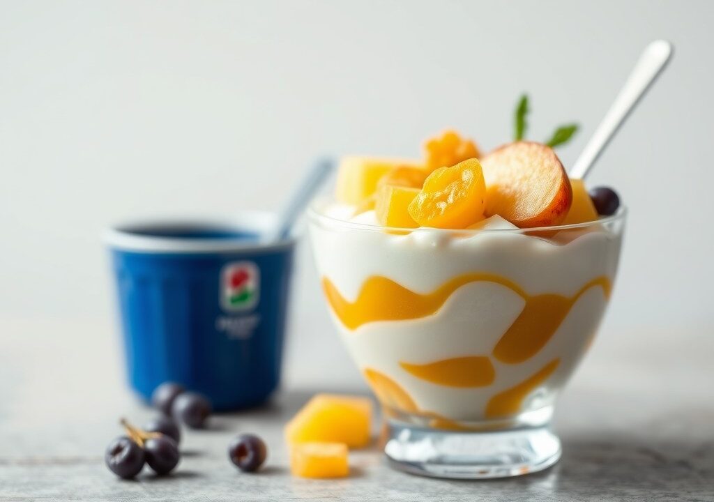 Yoghurt met beschuit en appelmoes — AI-gegenereerde illustratie