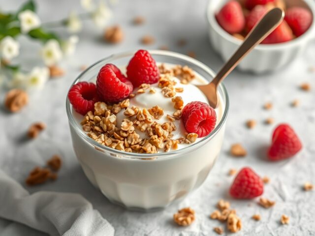 Yoghurt met granola — AI-gegenereerde illustratie