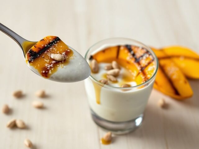 yoghurthangop met gegrilde mango