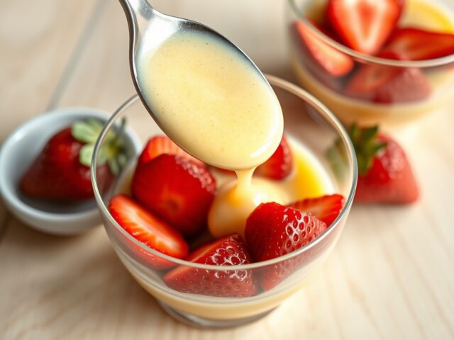 Zabaglione classico uit Venetie met aardbeien