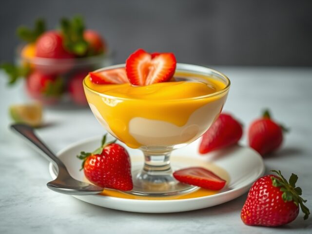 Zabaione met aardbeien