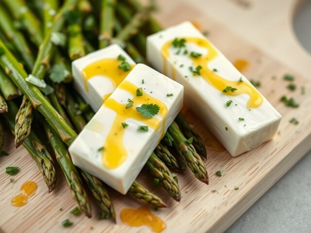 Zachte geitenkaas met groene asperges