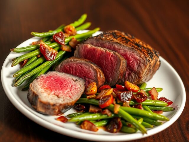 Zachte hertenfilet met kruidige sperzieboontjes