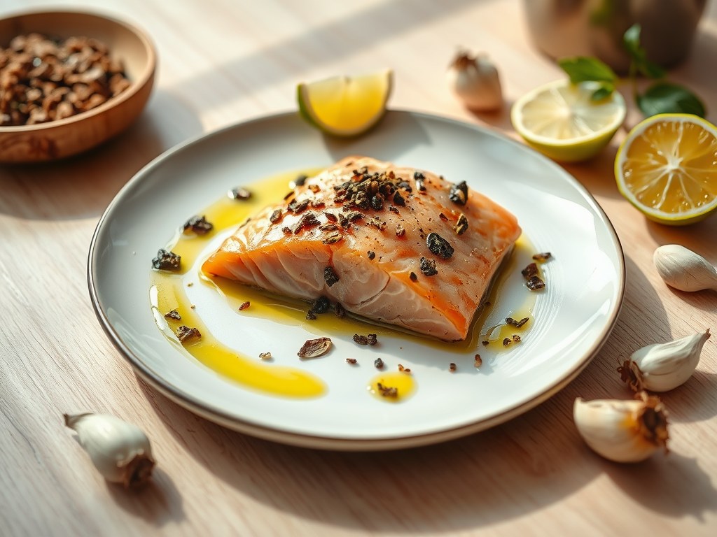 Zalm – Geconfijt, AI-gegenereerde illustratie