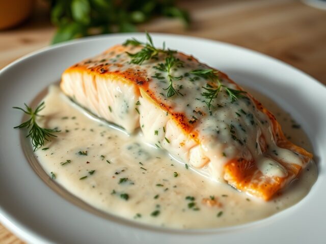 Zalm in kruidenroomsaus