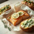 Zalm in papillot en gevulde aardappel