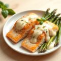 Zalm met asperges en mousselinesaus