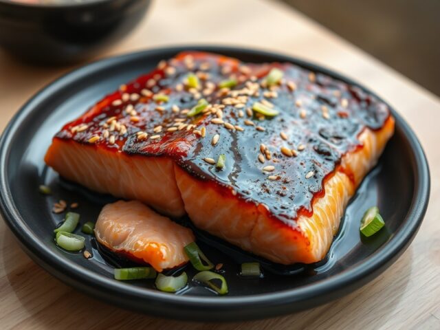 Zalm met een Glazuur van Ketjap-Sesam-Maple