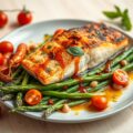 Zalm met groene asperges en rivierkreeftjes
