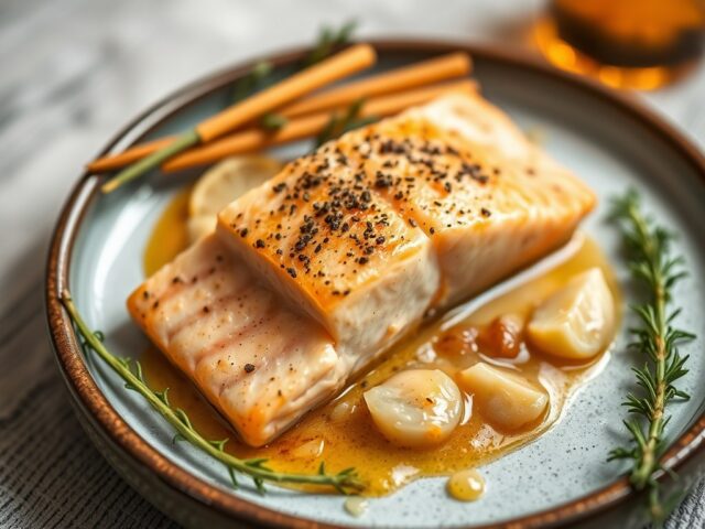Zalm met Kappertjes-Krenten-Gember-Boter — AI-gegenereerde illustratie