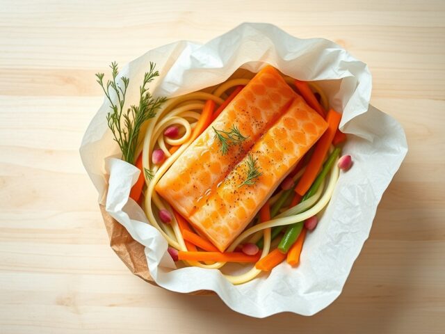 Zalm met prei in papillot