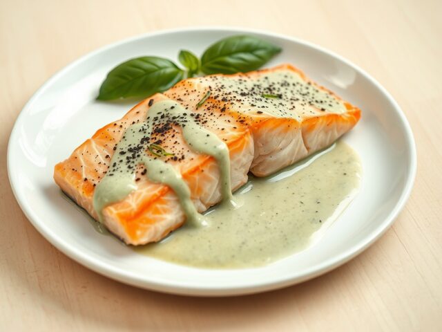 Zalm met verse basilicumsaus