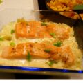 Zalm op een bedje van romige venkel uit de oven