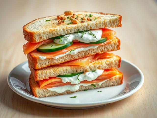 Zalm-tzatziki clubsandwich