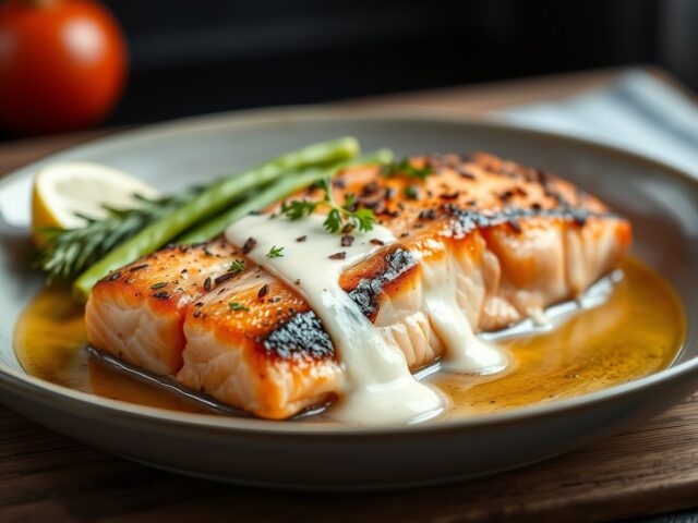 Zalm uit de oven — AI-gegenereerde illustratie