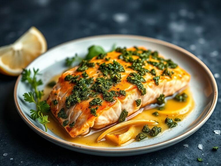 Zalm uit de oven met pesto en honing