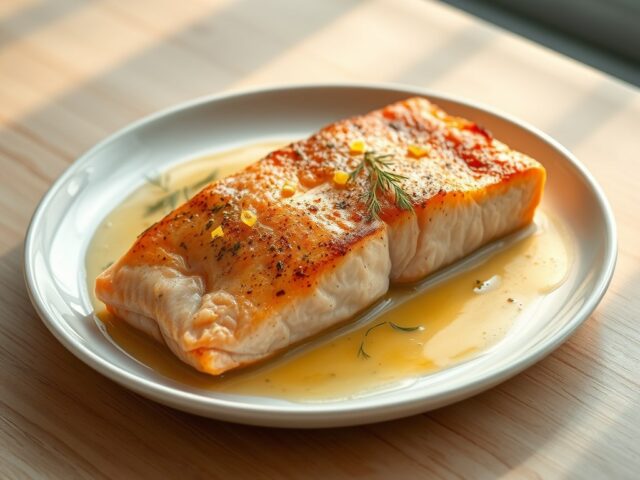 Zalm uit Sinaasappelsap met Citroen-Dille-Boter