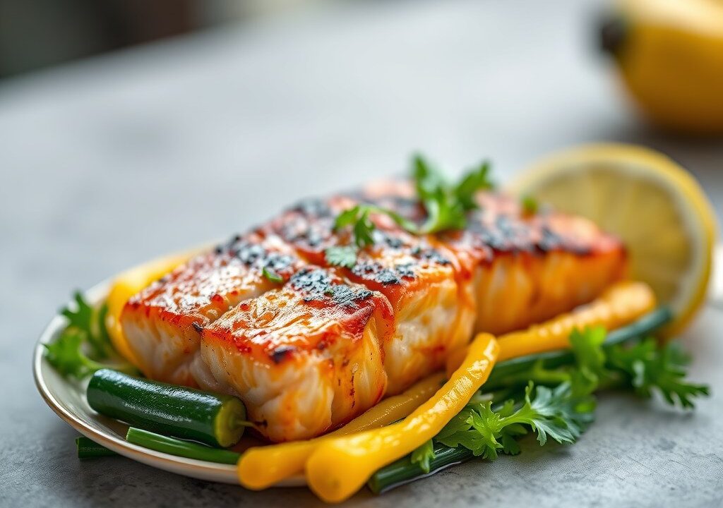 Zalm van de grill — AI-gegenereerde illustratie