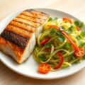 Zalm van de Grill met Groene Mango Salade