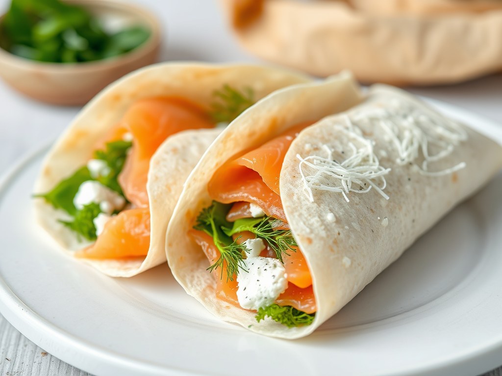 Zalm wraps, AI-gegenereerde illustratie