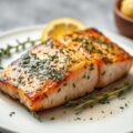 Zalmfilet gebakken- gerookt op Cederhout