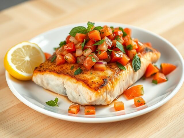 Zalmforelfilets met verse warme tomatensalsa