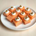 Zalmhapjes met vanillecréme