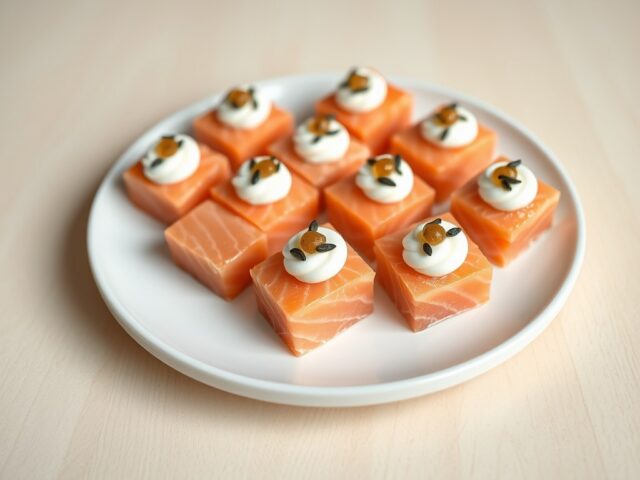 Zalmhapjes met vanillecréme