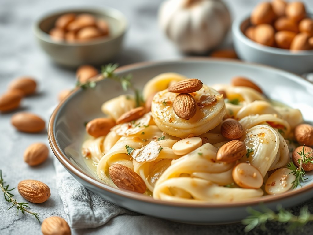 Zalmpakketjes met Kappertjes en Amandelen, AI-gegenereerde illustratie