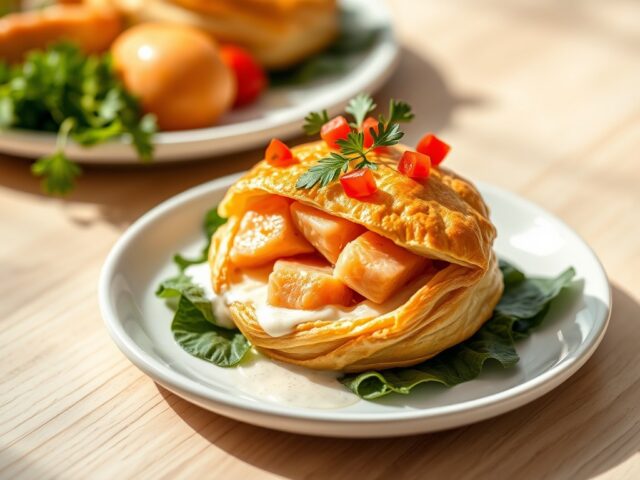 Zalmpasteitje met savooiekool