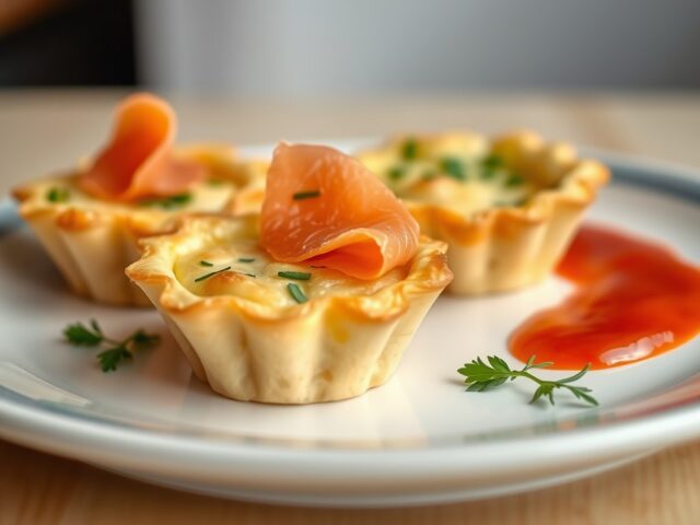 Zalmquiches met room, kruiden en tuinkers