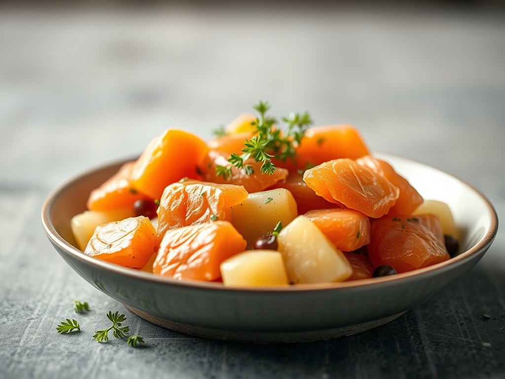 Zalmsalade, AI-gegenereerde illustratie