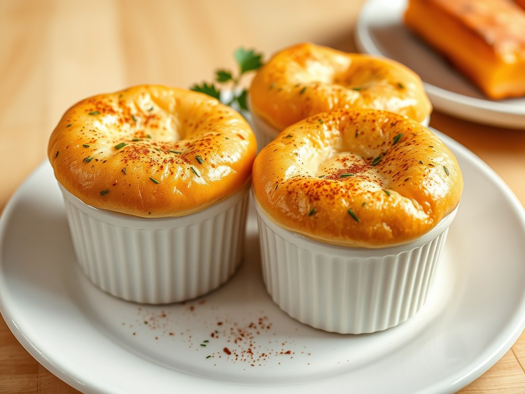 Zalmsoufflés met kruiden, AI-gegenereerde illustratie