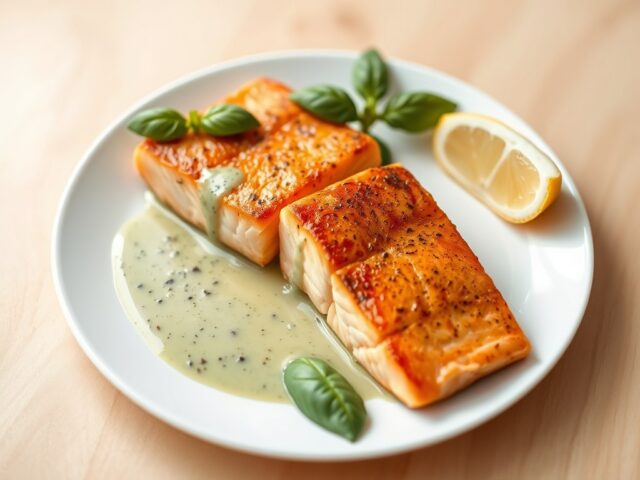 Zalmsteaks met verse basilicumsaus